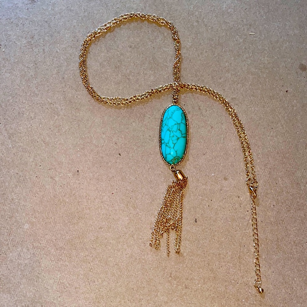 Gold & Turquoise Pendant Necklace